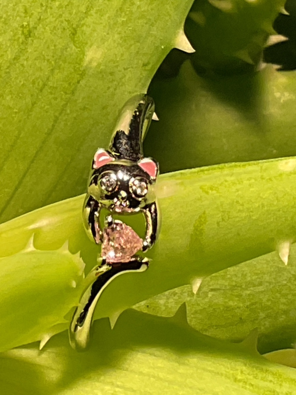 Pink Kitten Silver Ring